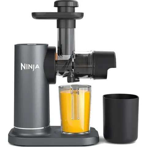 Ninja Kaltpress-Entsafter JC151EU, für Obst/Gemüse, mit 700ml-Becher, 1.1L Tresterbehälter, kompakt, spülmaschinengeeignet, grau