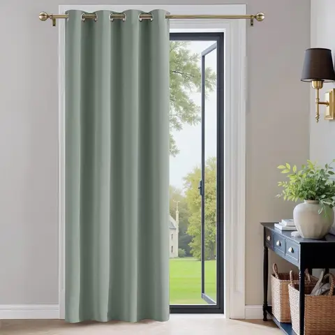 PONY DANCE Blackout Curtains with Eyelet, 1 Panel W140 x L200cm(W55 x L79inch), Sage Green