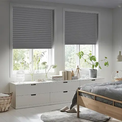 Plissee Klemmfix Faltrollo ohne Bohren zum Kleben 100x130 cm (BxH) Hellgrau Rahmeninnenseite Lichtdicht Sonnenschutz Jalousie Plissee Rollo Lichtdurchlässig für Fenster & Türen