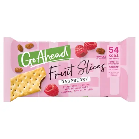 Go Ahead Raspberry Crispy Fruit Slices Snack Bars 174g