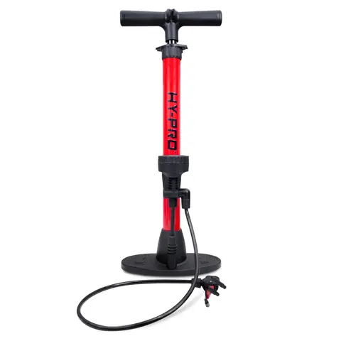 Hy-Pro Foot Air Pump for Ball & Bike Stirrup with PSI Guage Red/Black