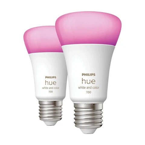 Philips Hue White & Colour Ambiance Smart Bulb Twin Pack LED E27 with Bluetooth - 1100Lumen