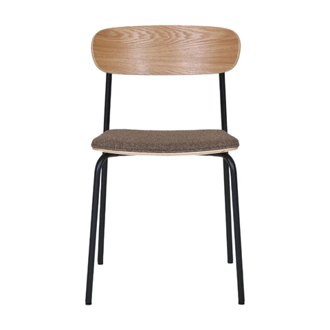 HOUSE NORDIC Chaise de salle à manger, dossier en frêne, siège marron avec pieds noirs, HN1269