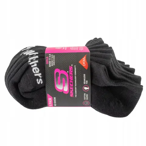 Skechers Socken, 6er-Pack, Mädchen, Baumwolle, Füßlinge, Schwarz, 27,5-35,5