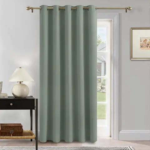 PONY DANCE Eyelet Blackout Curtains, W 66 x L 84 inches, 1 Panel, Sage Green