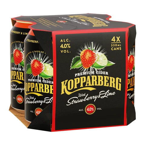 Kopparberg Premium Cider With Strawberry & Lime 4 X 330ml