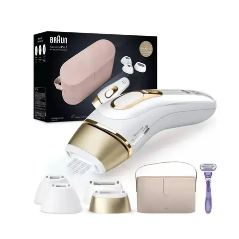 Braun IPL Silk-Expert Pro 5 PL5347 IPL, At Home Hair Removal Device with Vanity Case and 4 attachments, White/Gold