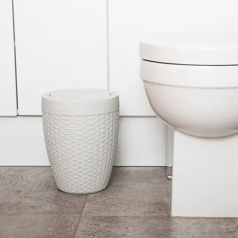 Addis 5L Rattan Style Bathroom Bin - Cream