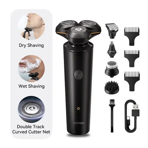 ENCHEN X8S-C Multi-Purpose Electric Shaver With 4 Replacement Heads Portable Men Beard Trimmer,1pc