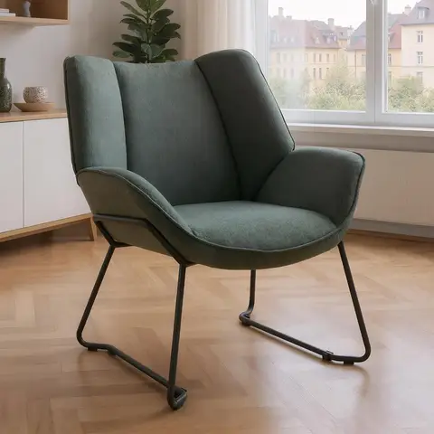 chairus Linen Armchair for Living Room Upholstered Tub Chair Single Occasional Accent Chair with Metal Legs (Green)