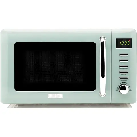 Haden Cotswold Solo Microwave Oven - 20L, 800W, Green, Retro Design, 5 Power Levels, Digital 60 Min Timer, Defrost/ Express Function