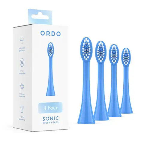 Ordo Replacement Sonic Toothbrush Heads with Pulse Technology, Deep Clean Bristles, Adults, Pack of 4, Ocean