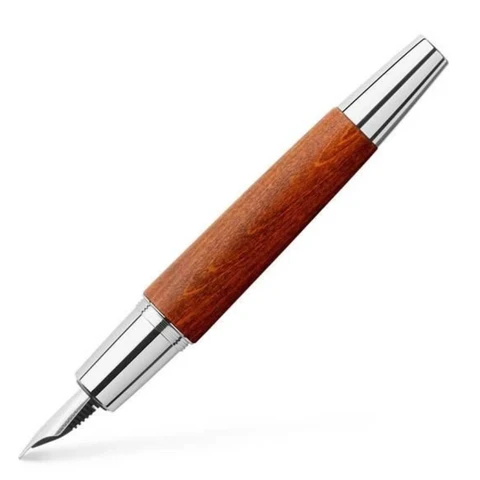 FABER-CASTELL Stylo Plume Emotion Bois et Chrome Brillant Marron