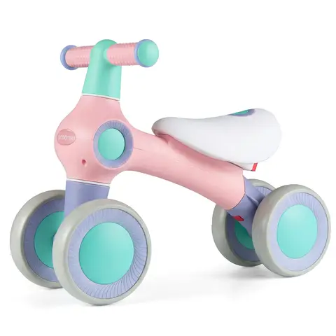 Draisienne pour bébé, siège rembourré réglable, 4 roues silencieuses, sans pédales, rose