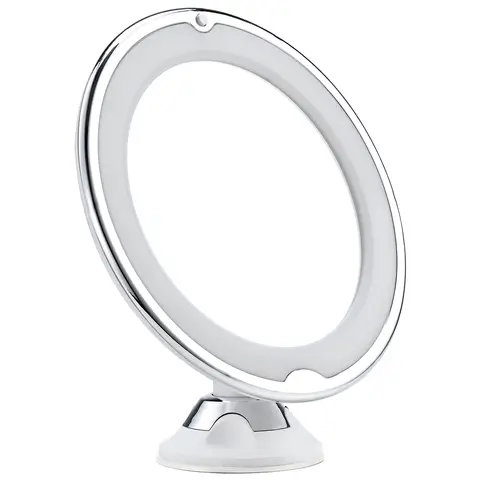 Sunluxy Countertop Vanity Mirrors，10X Magnifying Makeup Mirror with Daylight White LED, Portable Lighted Vanity Mirror with Locking Suction Cup, Adjustable Angle, Bright Ring Light, Portable Battery-Operated Design, Compact 19.6cm Vanity Mirror for Bathroom, Home & Travel (Requires 3 AAA Batteries), XR-1918
