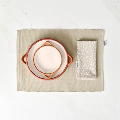 Dexam Placemat & Napkin Set Sintra Spotted 100% Cotton Stone