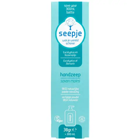 Seepje Handzeep eucalyptus & rozemarijn navulling 38 Gram