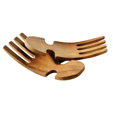 Maison by Premier Curved Shape Acacia Salad Hand Servers, Handcrafted Salad Servers, Rounded Handle Set of 2 Salad Mixers