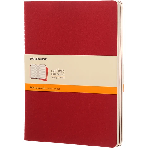 MOLESKINE Set De 3 Cahiers Très Grand Format Pages Blanches  Rouge Canneberge
