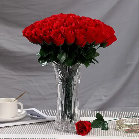 Yuejia Lot de 20 roses artificielles 36 cm - Rouge