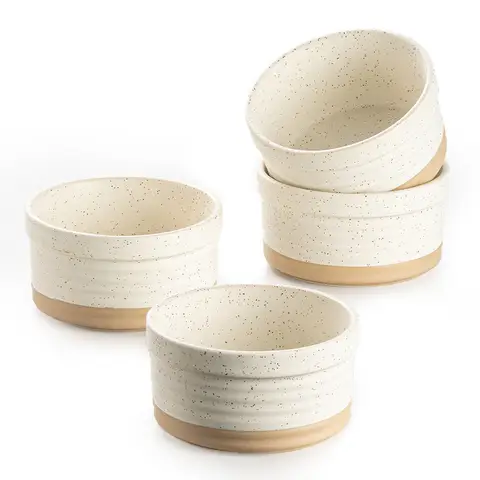 DAFUCERAMIC Ramequins en Porcelaine 8 oz Résistants au Four - Coupelles à Crème Brûlée, Flans et Puddings, Mini Moules à Soufflé, Set de 4 (Blanc Arctique)