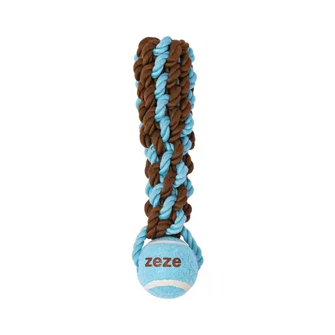ZEZE "Sure!" Rope Ball Pet Toy, Interactive Chew Toy for Cats Dogs (Blue)