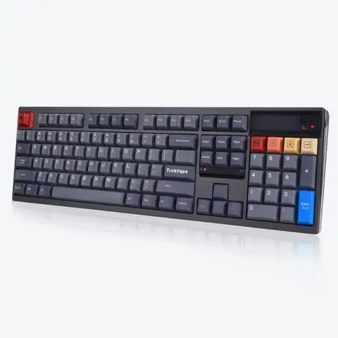 Ticktype DP104 Custom Tri-Mode Kabellose Mechanische Tastatur, Vollaluminium Full-Size 108 Tasten Hot-Swap, Leaf Spring Mount, Anpassbarer Pixelschirm, Creamy Sound, US-Layout, 8000mAh, RGB - Gecha Gray, Thocky Lineare Switches