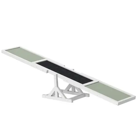 PawHut Wooden Pet Seesaw for Big Dogs, Agility Training Equipment for Dogs with Anti-Slip surface, 180 x 30 x 30cm - White