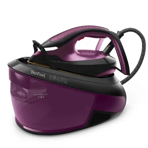 Tefal Express Vision Steam Generator Iron, 1.8L Water Tank, 2800W, Black & Purple - SV8154G0  