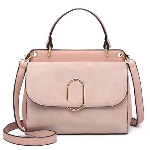Miss Lulu Sac à bandoulière en cuir PU daim, Sac à main bandoulière à poignée supérieure, Sac à main élégant pour travail mariage soirée quotidien Rose