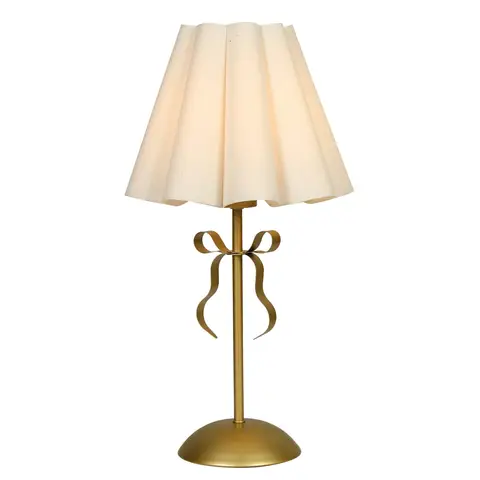 Lameke Goldene Tischlampe mit Faltenschirm und Schleifendetail