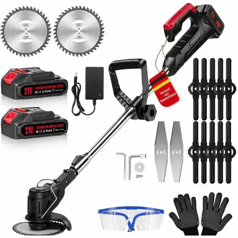 21 V kabelloser Gartenschere mit 2 Akkus und Ladegerät, Teleskopgriff für Gartenpflege U Schwarz