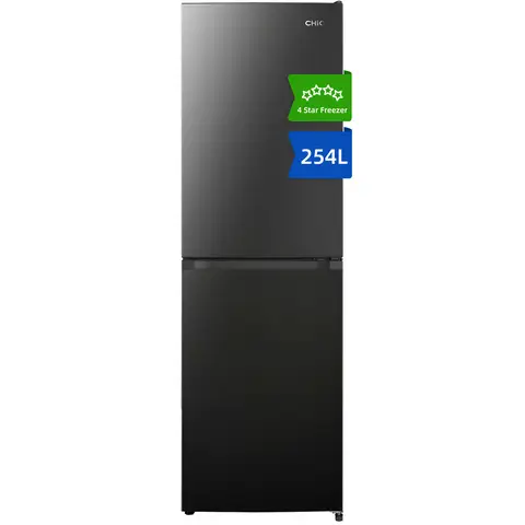 CHiQ JKR254LBE 54cm Wide 176cm Tall Black Low Frost Freestanding Fridge Freezer - 254L - E Rated