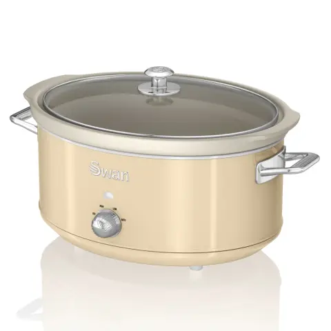 Swan SF17031CN Retro Slow Cooker with 3 Temperature Settings, Keep Warm Function, 6.5L, 320W, Retro Cream