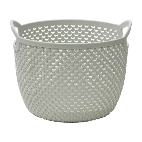 JVL Droplette Design Plastic Round Storage Basket - 3.3L, Ice Grey