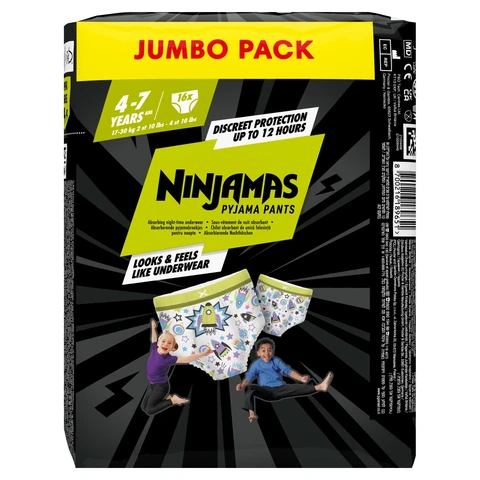 Pampers Ninjamas Spaceship Pyjama Pants Size 7 Giant Plus 16 Pack