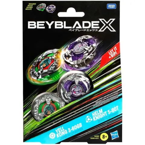 Beyblade X Yell Kong 3-60GB and Helm Knight 5-80T Top Dual Pack Set, Includes 2 Right-Spin Tops