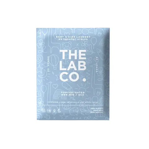 The Lab Co. Laundry Detergent Strips Washing Sheets | Eco Ultra-Concentrated | Non-Bio for Sensitive Skin | Non-Toxic Fragrance | EDC-Free | Lab-Tested | Soothing Linen Chamomile White Rose | 32 Loads