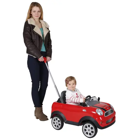Rollplay Mini Cooper Push Along Ride-On Car with Parental Handle, Red