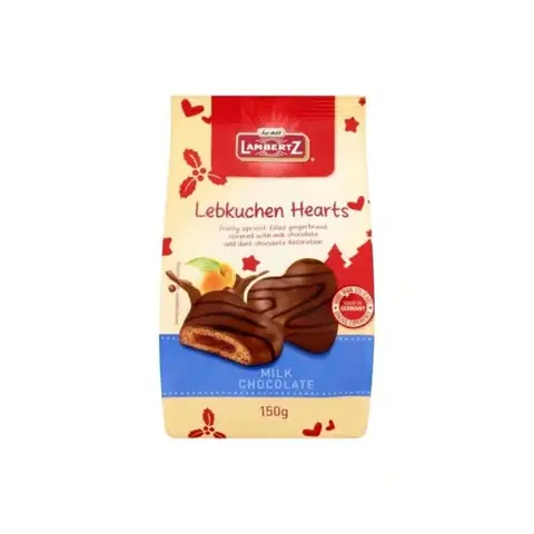 Lambertz Lebkuchen Milk Chocolate Christmas Hearts 150g