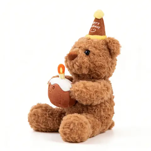 Peluche ours avec gâteau d'anniversaire - 35 cm