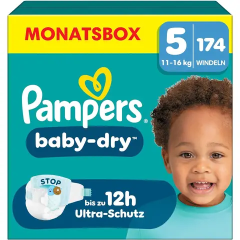Pampers Baby Dry Größe 5 Junior 11-16kg Monatsbox 174 Stück