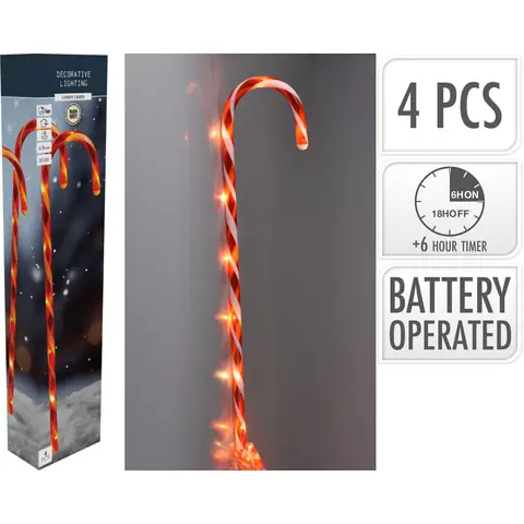 GROUND LAMP CANDY CANE 4PCS
