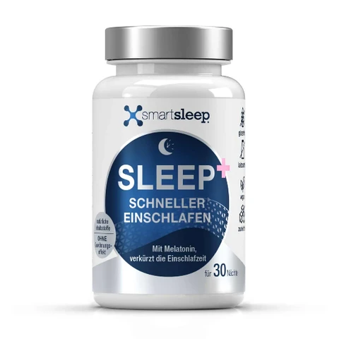 smartsleep® SLEEP+ Schlafkapseln, 30 Kapseln, mit 1 mg Melatonin, Ashwagandha, Zitronenmelisse, Passionsblume und Magnesium, hergestellt in Deutschland, vegan