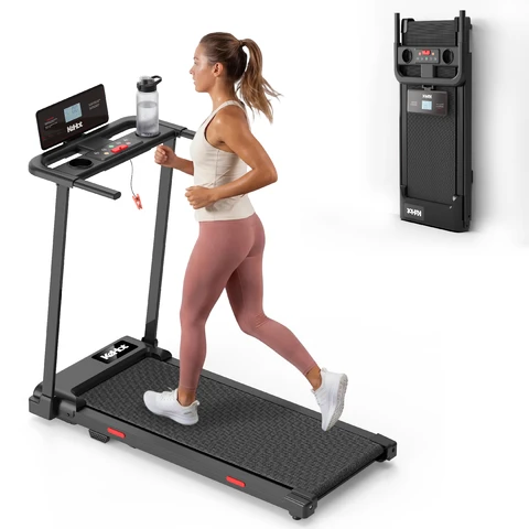 KeHot Faltbarer Laufband, 2,5 PS Elektrisches Walking Pad mit 1-10 km/h Geschwindigkeit, 95 x 38 cm Lauffläche, 100 kg Tragfähigkeit, Geräuscharm, App-Steuerung, Tragbares Fitnessgerät für Zuhause zum Joggen, Gehen und Cardio