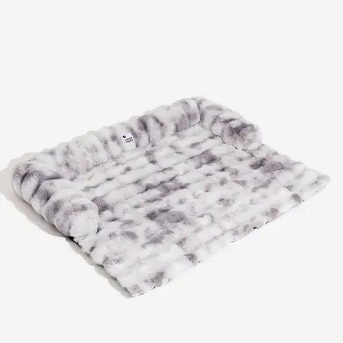FunnyFuzzy Fluffy Plush Calming Dog Bed Sofa Protective Pet Mat Size S Tie Dye Gray