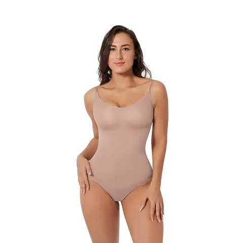 Feelingirl Everyday Wear Seamless Comfortable Hip-hugging Panties Ruched Bust Bodysuit for Women 3XL/4XL Skin, Couple Gift Perfect Gift