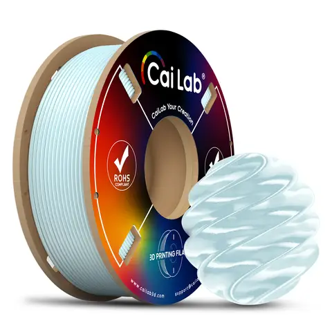 CAILAB PLA Silk 3D Printer Filament, Single Color - Cream Blue
