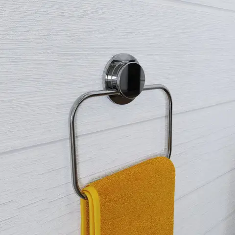 Croydex Stick 'n' Lock Towel Ring - Chrome