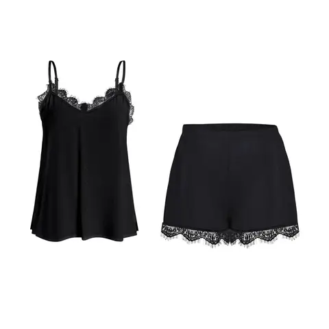 IZURIA lace v-neck black camisole and shorts set  S